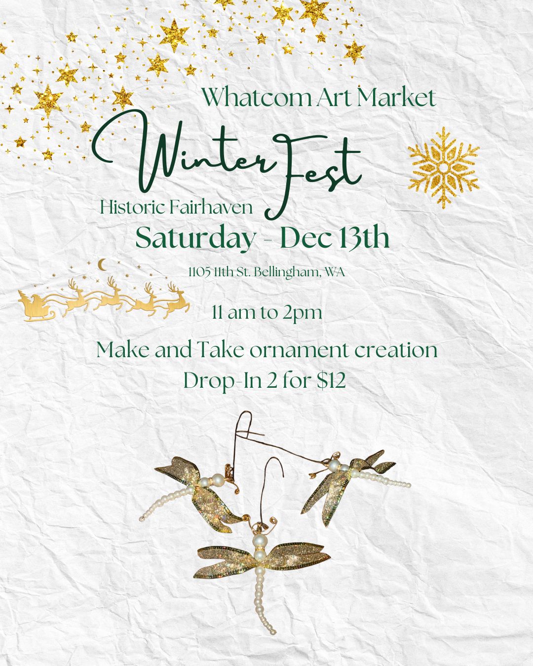 Whatcom Art Market Winterfest - Make and Take Ornament Creation with Artist Jean Kinney